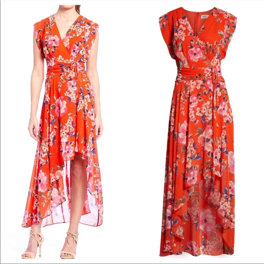 Eliza J Floral High/Low Chiffon Maxi Dress - Picture 4 of 5
